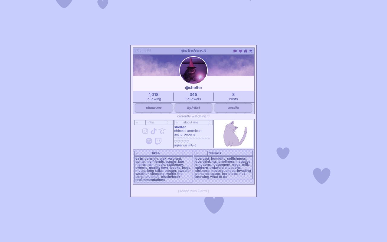 Carrd profile picture for @shelters
